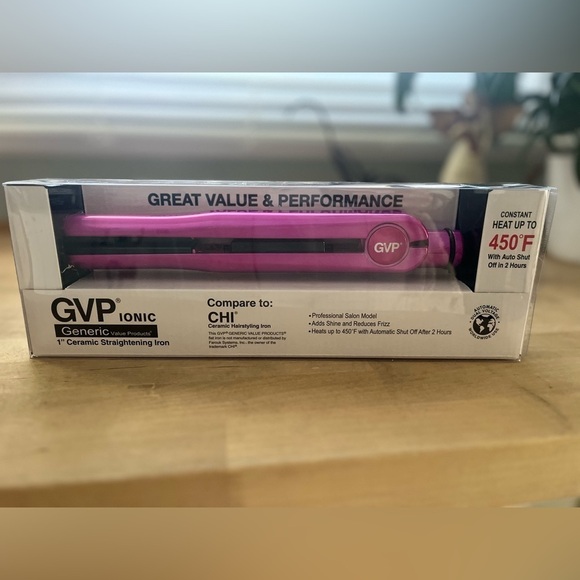 Generic Value Products Hot Pink Ceramic 1" Flat Iron, Dual Voltage Auto Shut Off - Picture 3 of 6